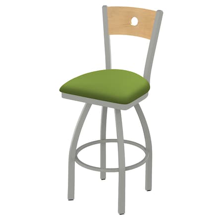 Holland Bar Stool Co 25" Swivel Counter Stool, Nickel Finish, Nat Back, Canter Kiwi Green Seat 83025ANNatMplB009